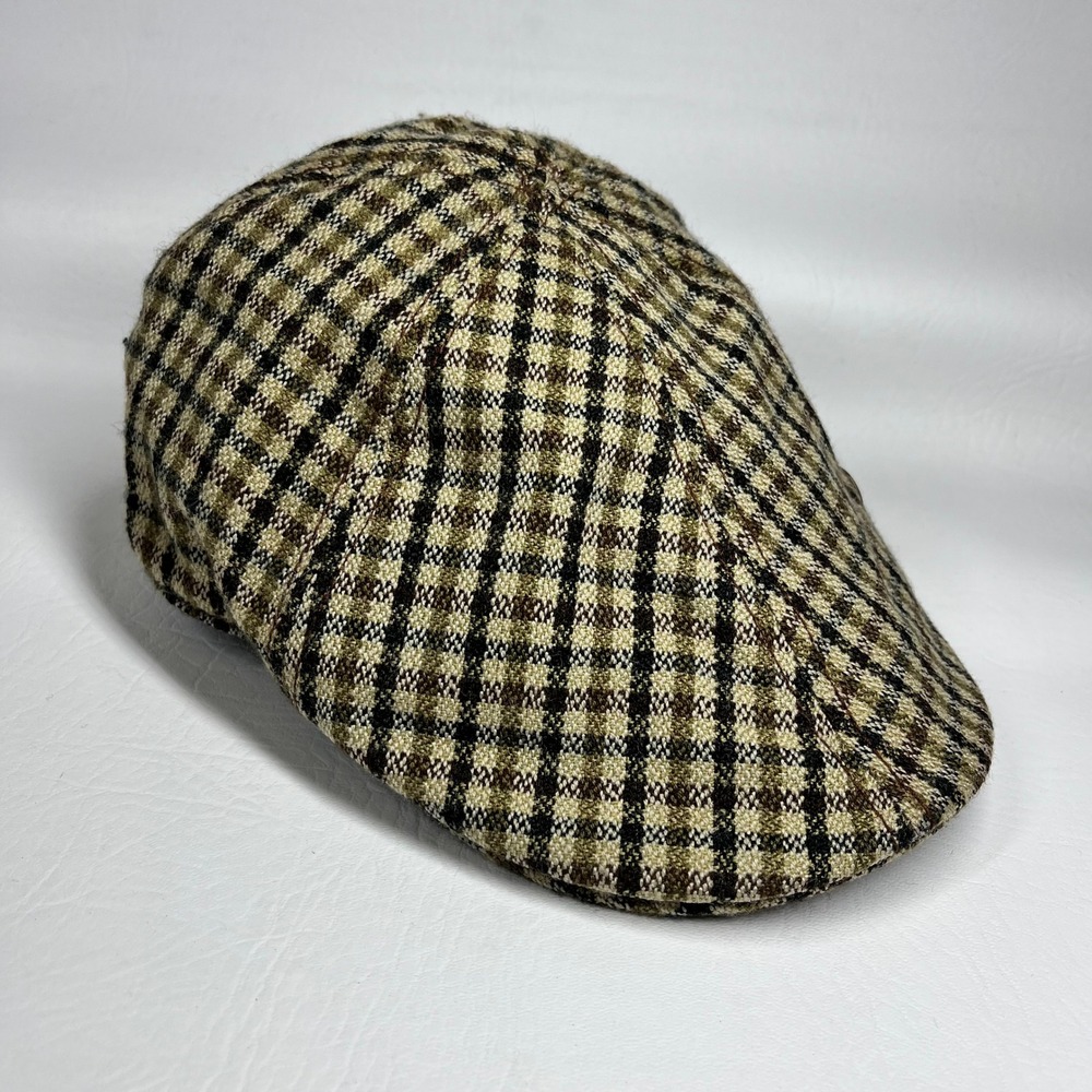 Goorin Bros Mens Plaid Flat Cap Brown Green Wool Blend Ivy Driving Hat Medium